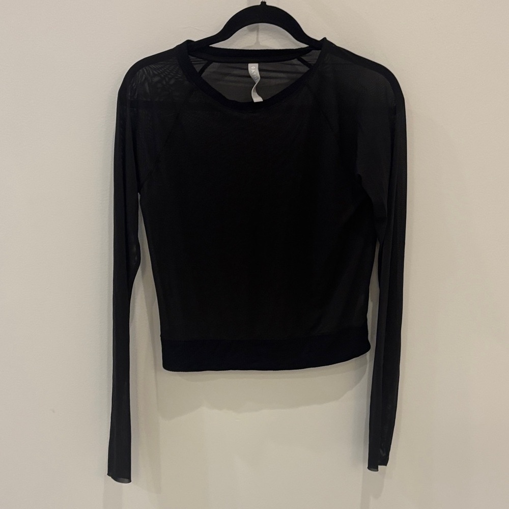 Athleta Black Sheer Long Sleeve Blouse